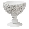 Centrotavola con piedini bianchi fioriti Coco Camelie