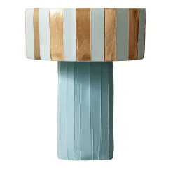 Centrotavola Coppa Ninfea Corteccia D2/Verde Azzurro chiaro con Accenti Dorati
