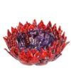 Centrotavola decorativo in ceramica rosso e viola Acantha