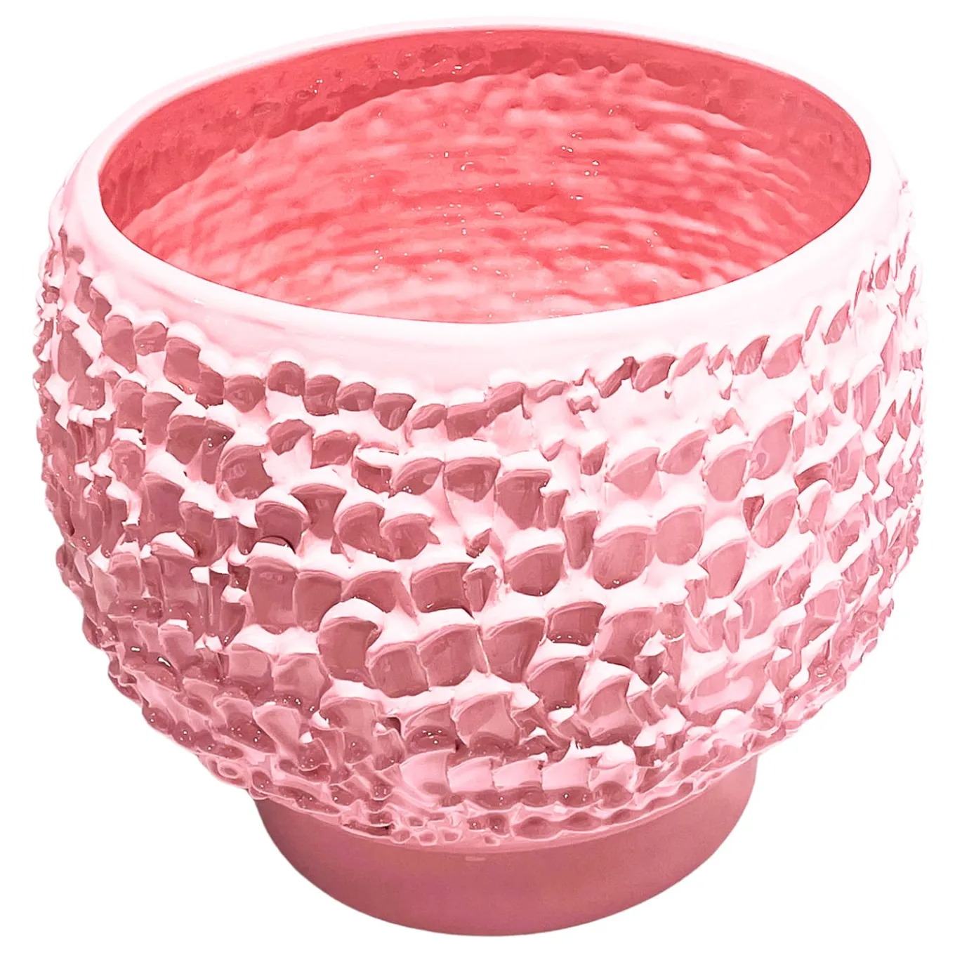 Centrotavola in Ceramica Onda Rosa Cipria Lucido