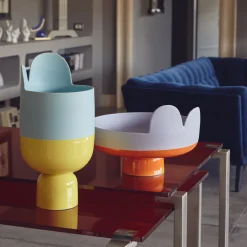 Centrotavola in Ceramica Lilla e Arancione Petali di Luca Binaglia