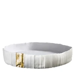 Centrotavola Ninfea low Bianco con inserto dorato