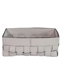 Cesta piccola Bottega in pelle grigio chiaro luna