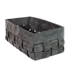 Cesta piccola Bottega in pelle grigio scuro