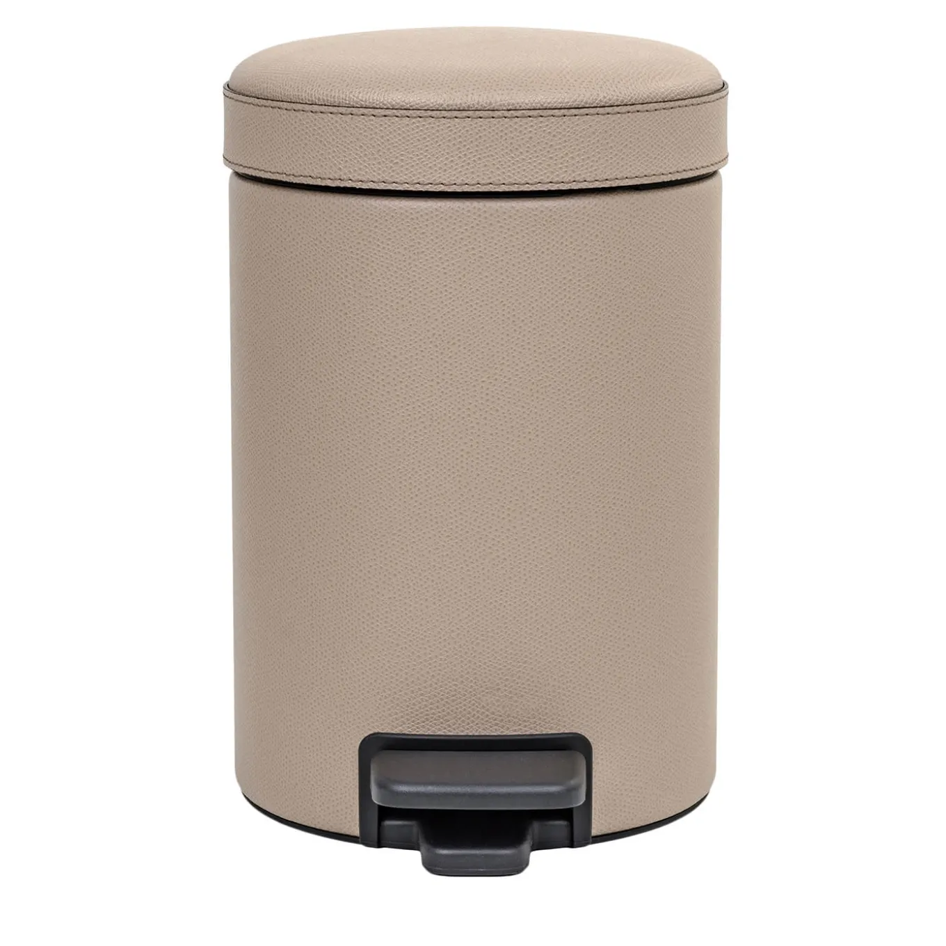 Cestino a pedale in pelle beige
