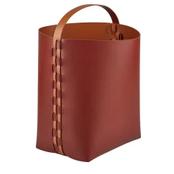 Cestino Helena in pelle Bordeaux e Cognac