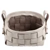 Cestino in pelle intrecciata grigio