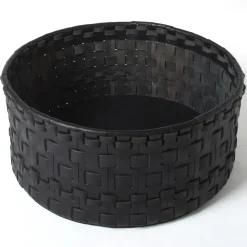 Cestino intrecciato cilindrico grande nero di Oscar Maschera