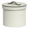 Cestino rotondo piccolo in pelle con coperchio