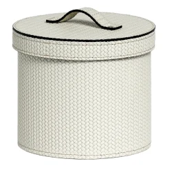 Cestino rotondo piccolo in pelle con coperchio