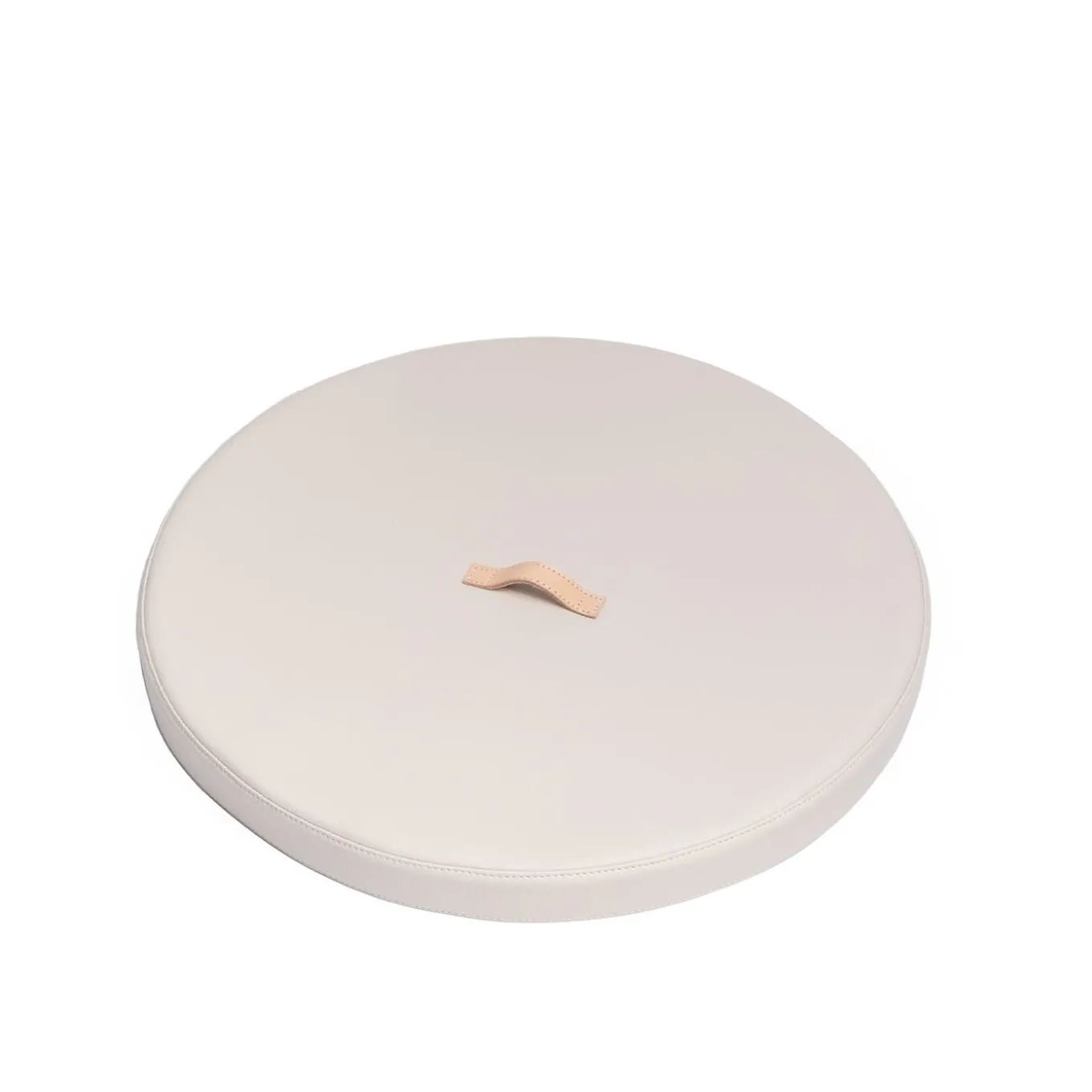 Cesto da bucato in ecopelle crema con coperchio di Ponza annodato