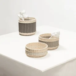 Cesto grande in pelle e rattan di Nîmes