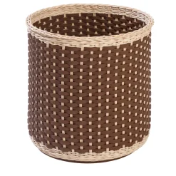 Cesto portaoggetti Monet in pelle e rattan