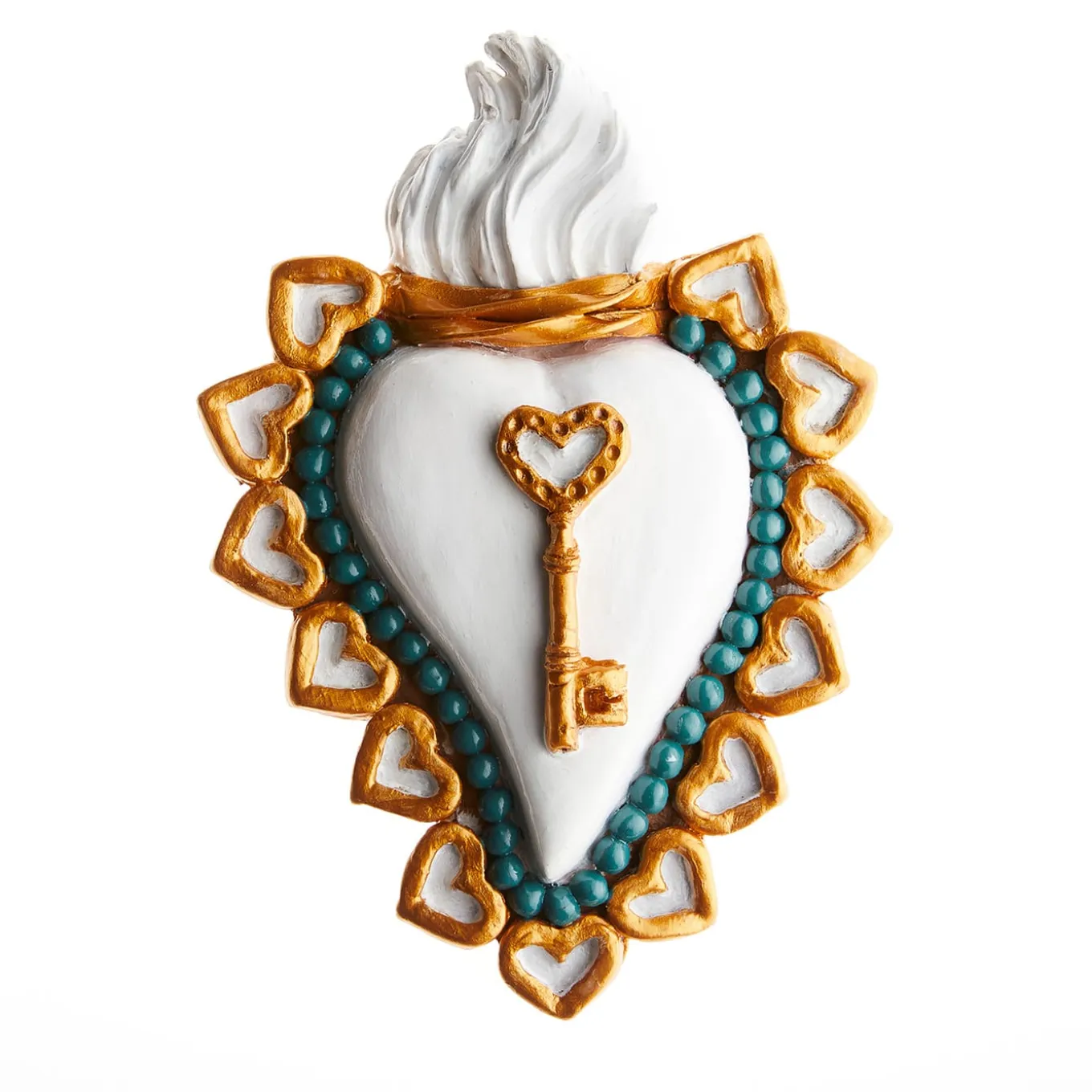CHIAVE IN ORO CUORE IN CERAMICA