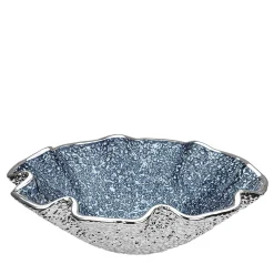 Ciotola Decorativa in Vetro Azzurro a Scallop Lirica