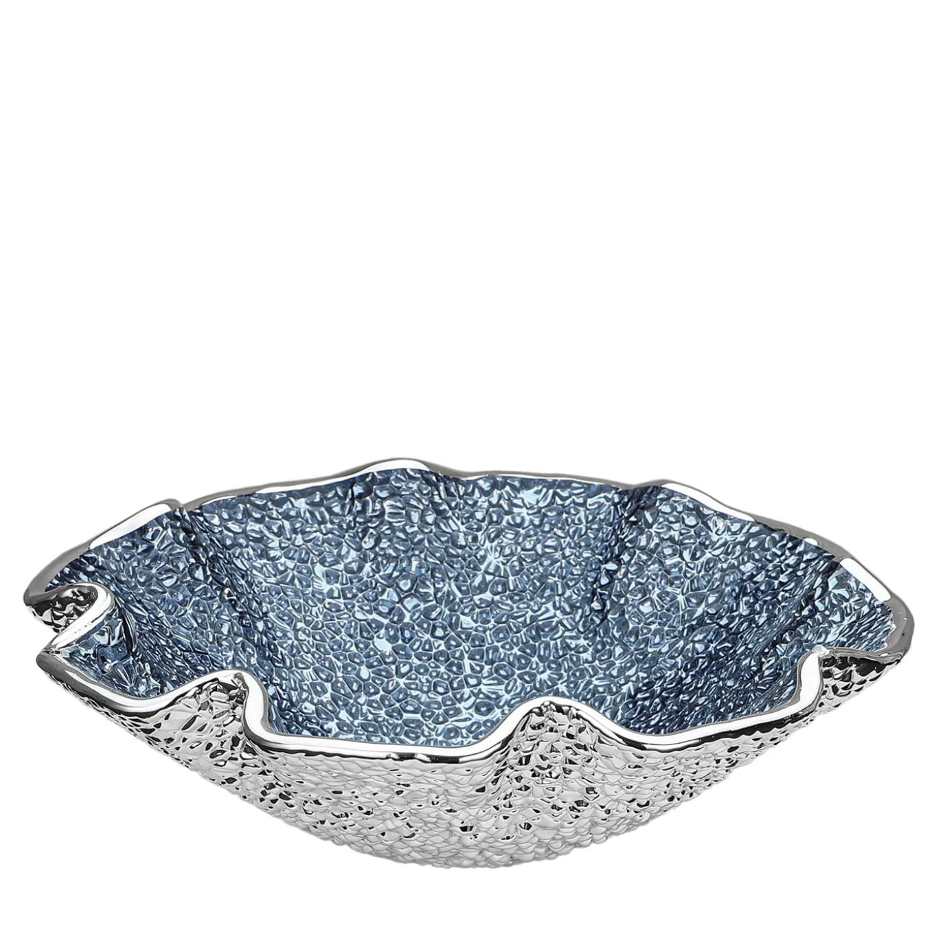 Ciotola Decorativa in Vetro Azzurro a Scallop Lirica