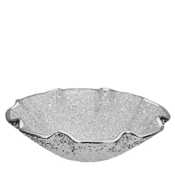 Ciotola Decorativa in Vetro Argento a Scallop Lirica