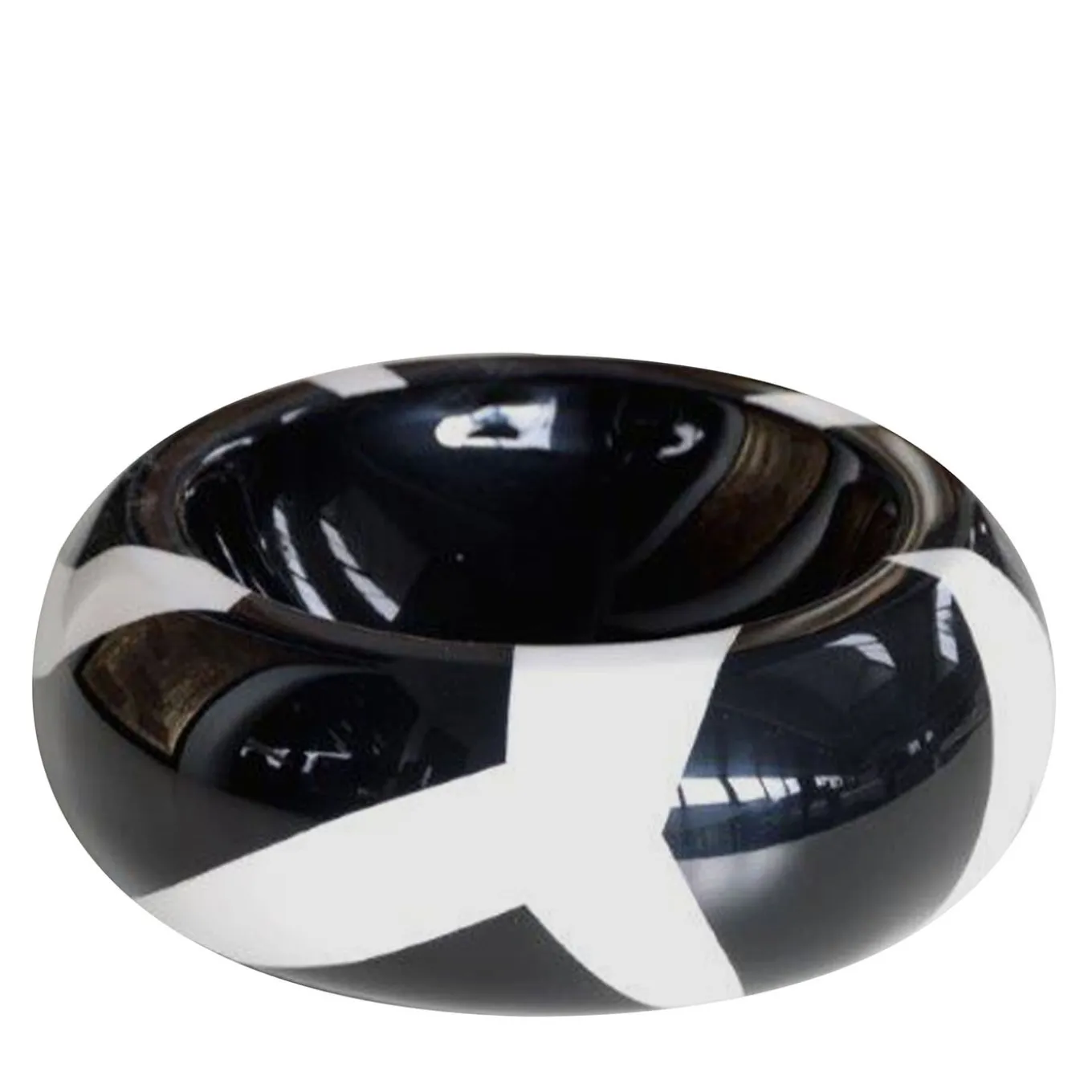 Ciotola rotonda Deco in bianco e nero
