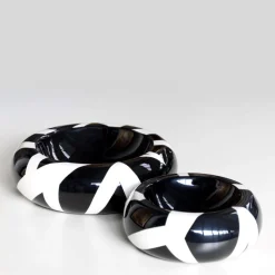 Ciotola rotonda Deco in bianco e nero
