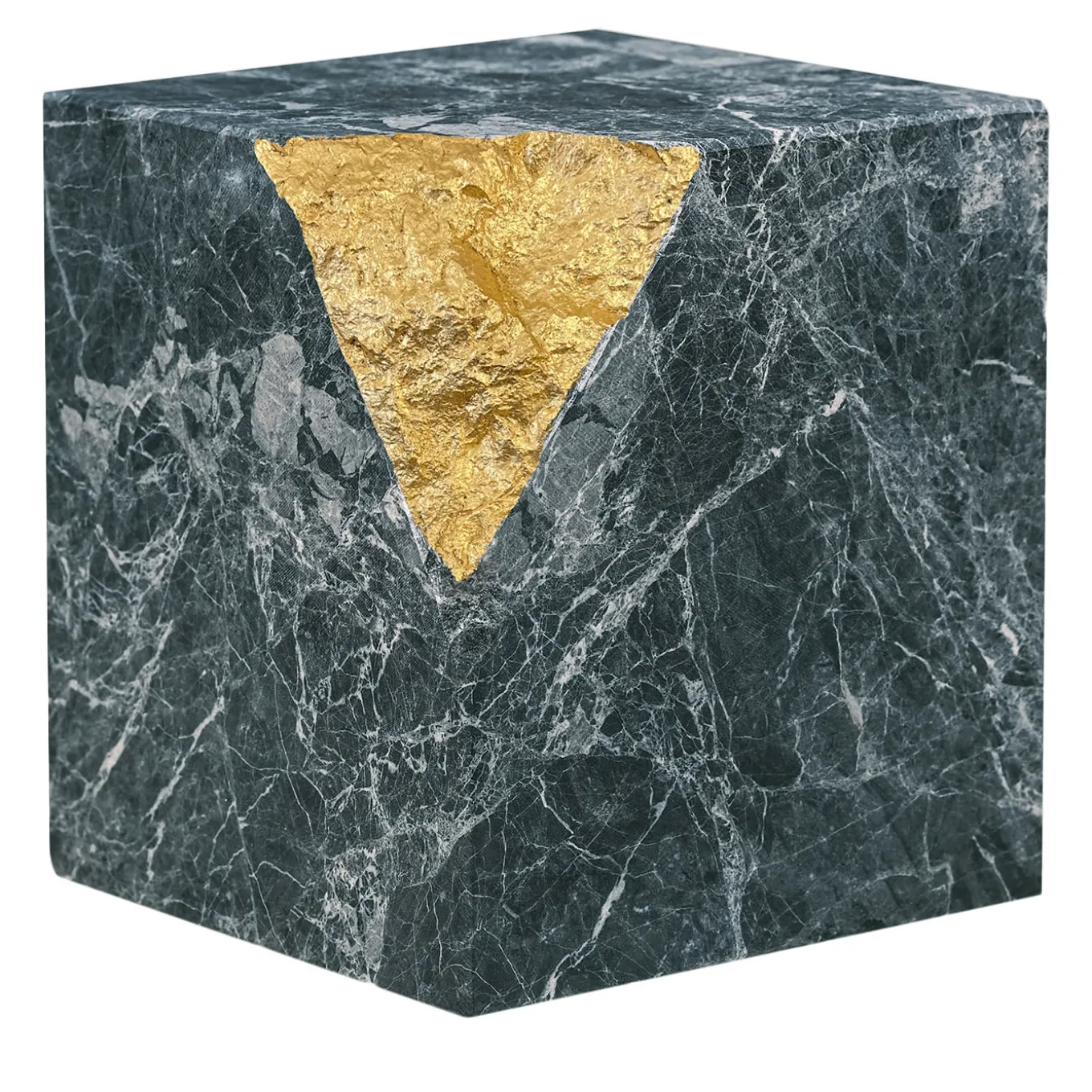 Colpo Da Maestro Scultura cubica in marmo argentato foglia oro