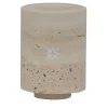 Com Portacandele in marmo travertino beige cilindrico