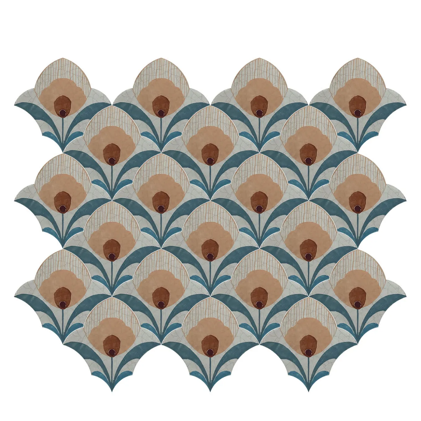 Composizione di Piastrelle in Ceramica Multicolore Karma con Motivo Floreale
