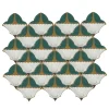 Composizione di Piastrelle in Ceramica Verde Zafferano con Motivo Floreale