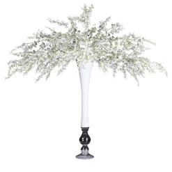 Composizione floreale bianca Sayonara con vaso bianco