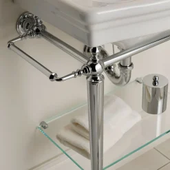 Consolle Jolie in ceramica bianca e finitura cromata