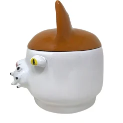 Contenitore piccolo gatto arancione e bianco