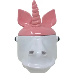 Contenitore piccolo unicorno rosa e bianco con coperchio