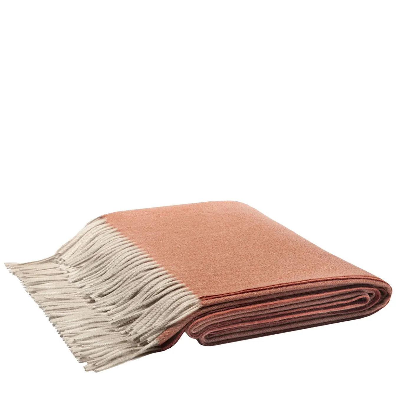 Coperta arancione con frange Zibelline 100% cashmere