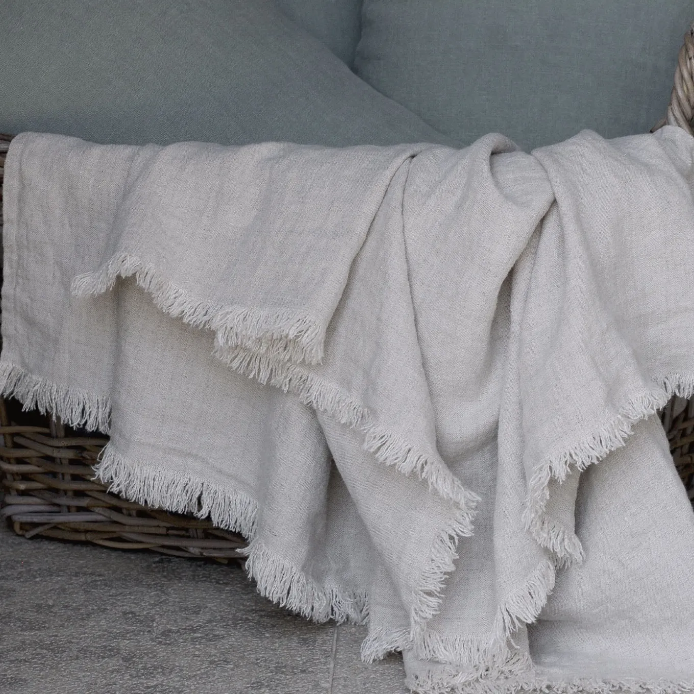 Coperta Canvas in lino beige