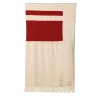 Coperta Ciconi in lana e lino con frange beige e rosse