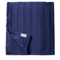 Coperta di cashmere blu grande a punto briaco #2