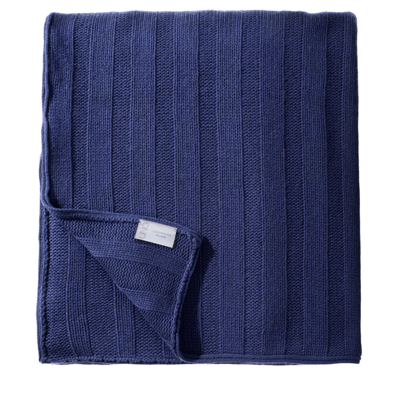 Coperta di cashmere blu grande a punto briaco #2