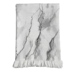 Coperta dipinta a mano grigia con frange Marmo