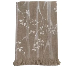 Coperta dipinta a mano marrone con frange Bosco