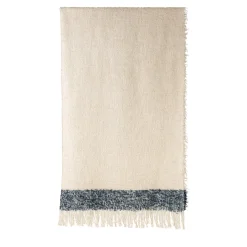 Coperta Druig con frange beige e blu