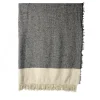 Coperta Hela con frange grigio scuro e beige