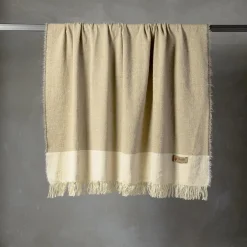 Coperta Hela con frange sabbia e beige