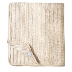 Coperta in cashmere beige a punto brioche