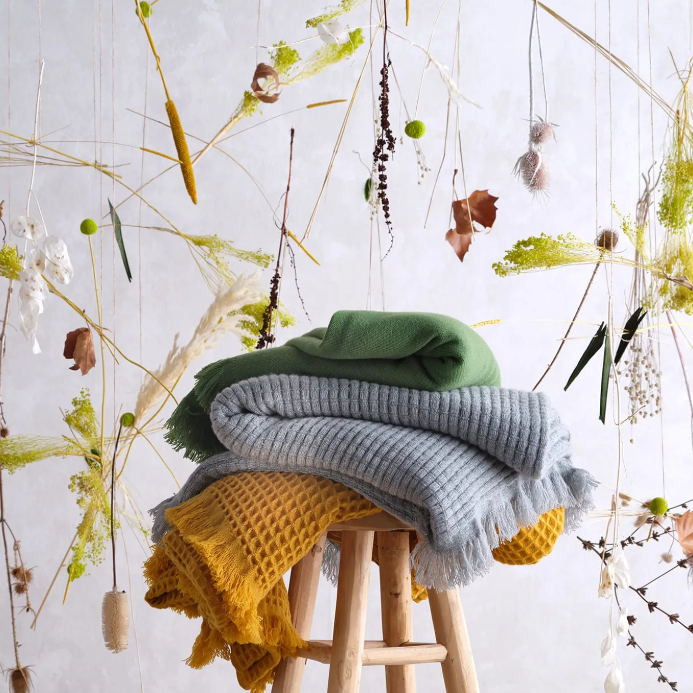 Coperta in cashmere Terramadre Gerbera Verde