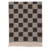 Coperta marrone con frange e motivo a scacchiera