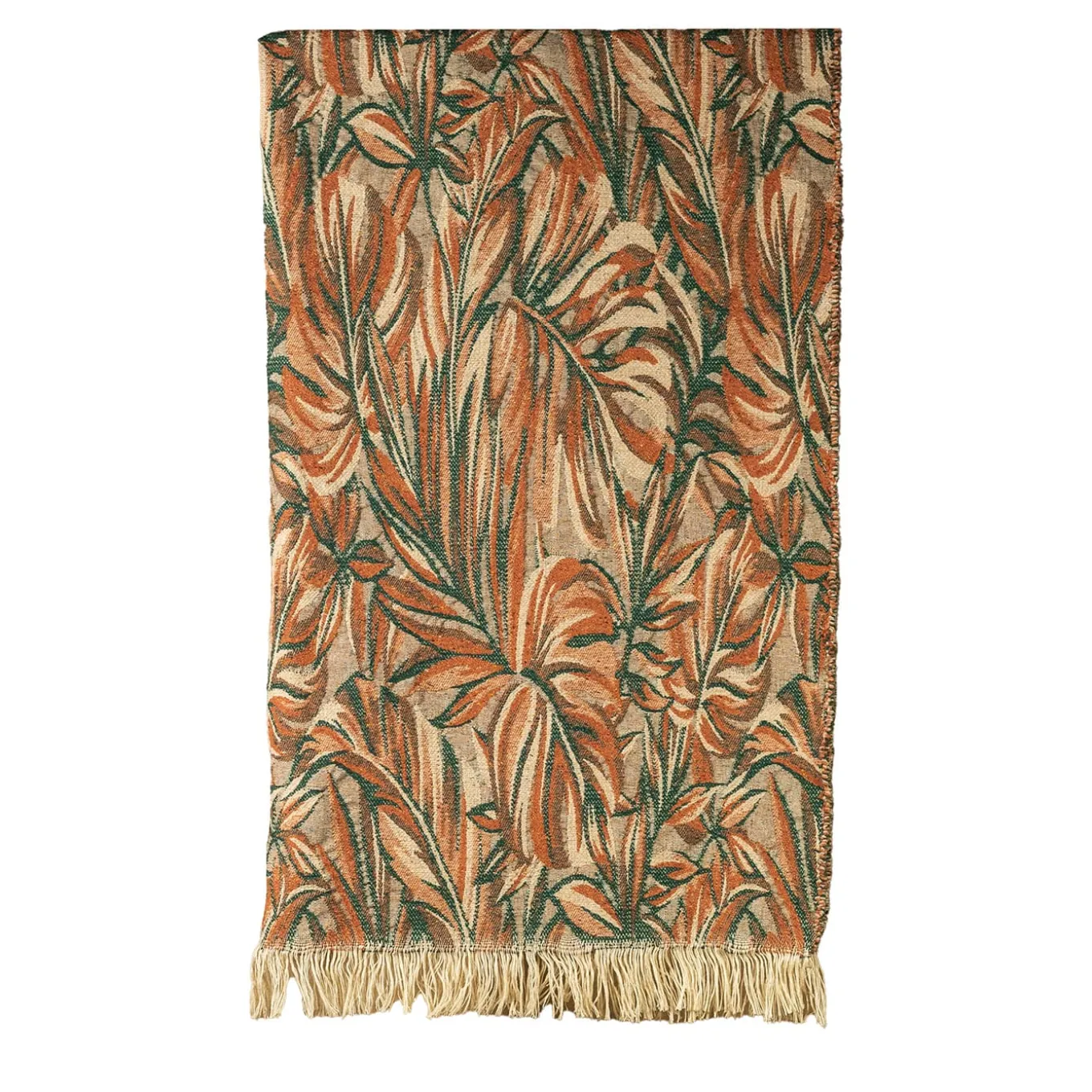 Coperta Nequizia con frange a motivi botanici policromi