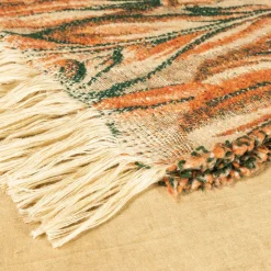 Coperta Nequizia con frange a motivi botanici policromi