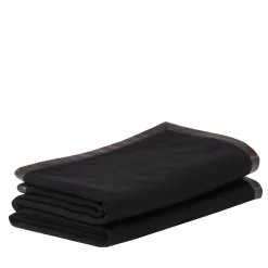 Coperta piccola nera con orlo in pelle Salon