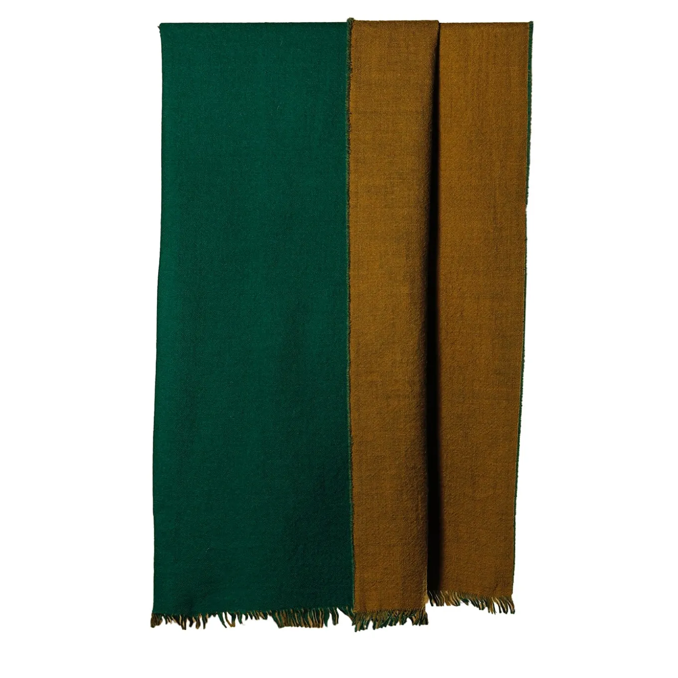 Coperta Presagio in lana double-face verde e marrone