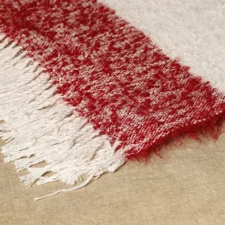 Coperta Tela con frange in cotone e mohair bicolore