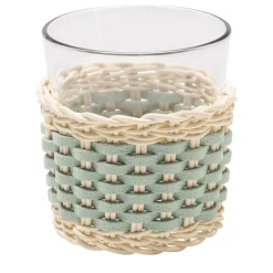 Coppa Annecy in pelle e rattan - Verde